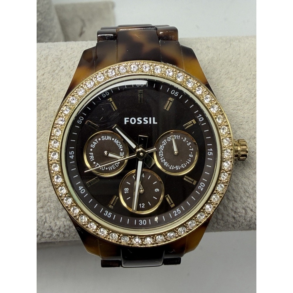 Fossil ES-2795 New Battery Ladies Watch 37MM 5.75" Tortoise Shell Band